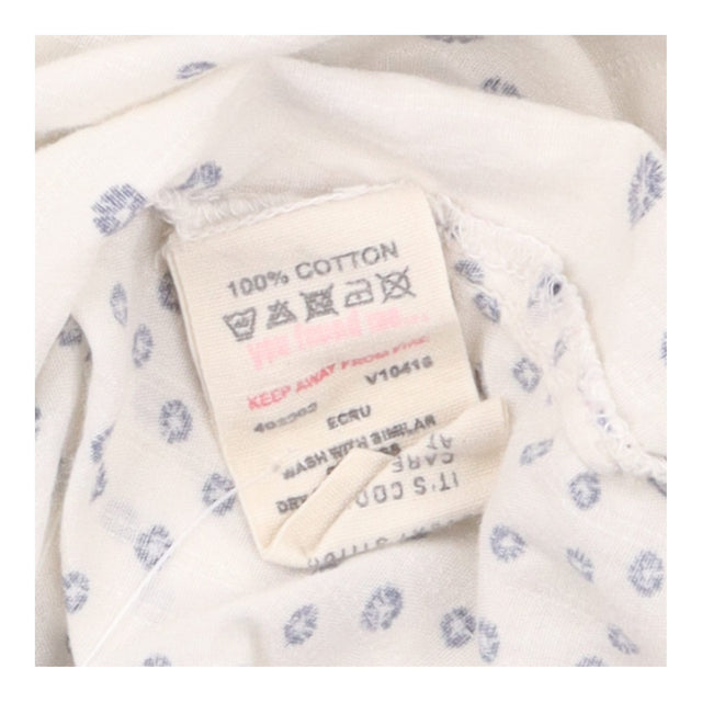 Cotton Blouse Ecru Navy Spot Print Long Sleeve