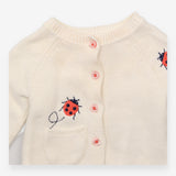 Cardigan white pink buttons ladybugs