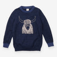 Blue knit highland cow sweater