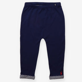 Navy leggings with Christmas pudding
