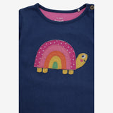 Tee LS blue rainbow turtle