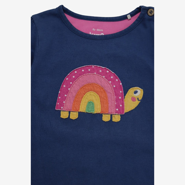 Tee LS blue rainbow turtle