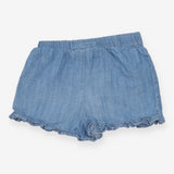 Shorts blue denim ruffle edge