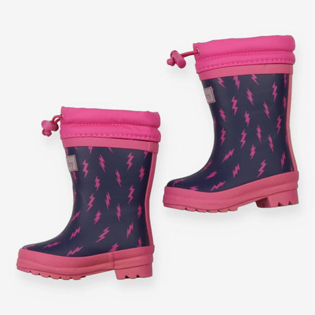 Wellies Blue with Pink Lighting Fleece Lined