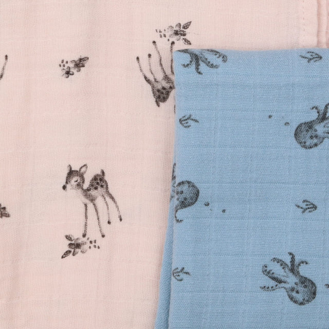 Pink and Blue Muslin Blankets 2 Pack - Rose In Apr