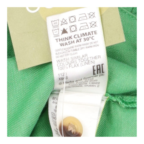 Blouse Bright Green Pure Linen V Neck