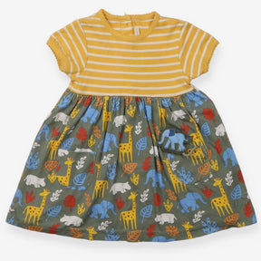 Dress yellow top with green safari animal skirt