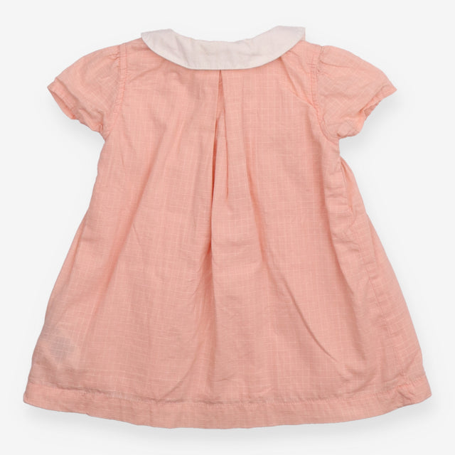 Pink Duck Dress with Grey Cardigan