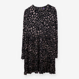Black Leopard Print High Neck Viscose Midi Materni