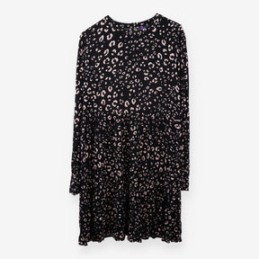 Black Leopard Print High Neck Viscose Midi Materni