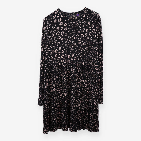 Black Leopard Print High Neck Viscose Midi Materni