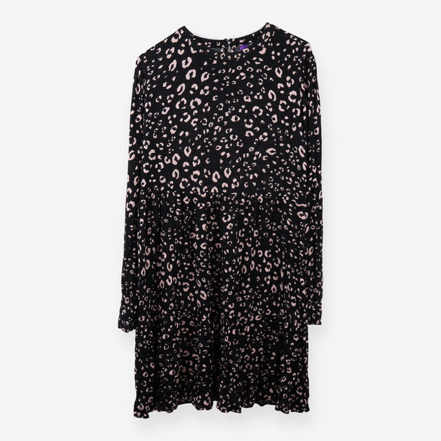 Black Leopard Print High Neck Viscose Midi Materni