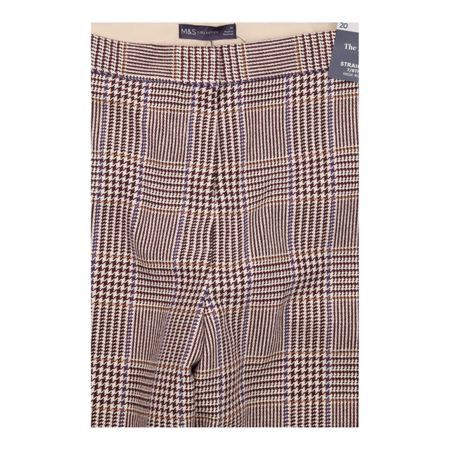 Trousers Check Straight Leg High Rise 7/8