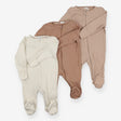 Sleepsuit brown ribbed zip 3pk