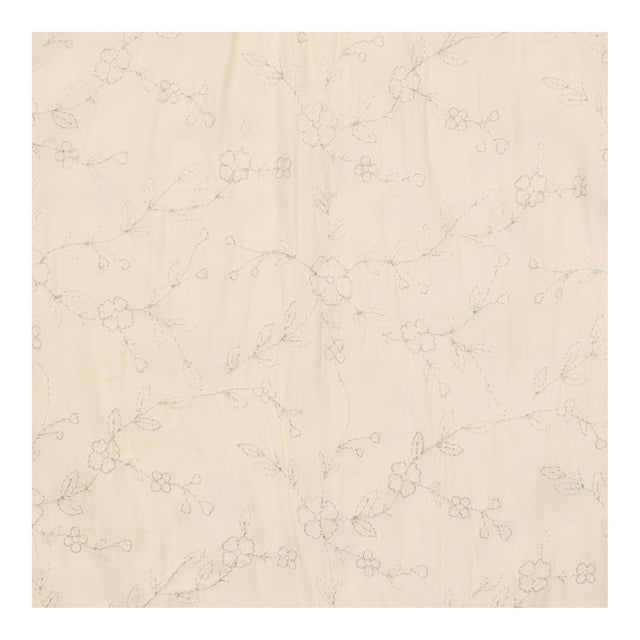 Cream Metallic Silver Floral Embroidered 3/4 Sleev