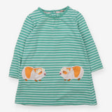 Dress Long Sleeved Green Stripe Guinea Pig Pockets