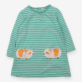 Dress Long Sleeved Green Stripe Guinea Pig Pockets