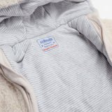 Pramsuit Cream Fleece with Grey Stripe Lining