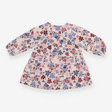 Dress oatmeal blue burgundy flowers jersey LS