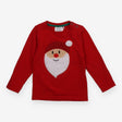 T-shirt Red Long Sleeve Santa Applique