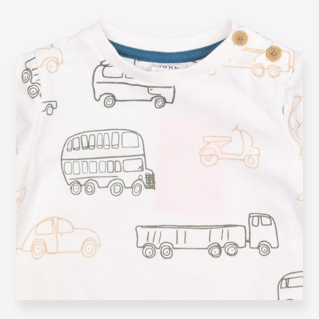 T-shirt white with vehicles