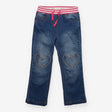 Jeans Pull on Pink and White Waistband with Heart 