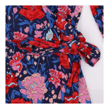 Floral Wrap Top Navy Pink Long Sleeve