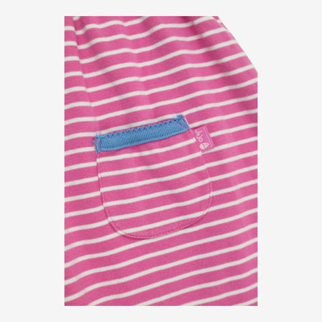 Dress Short Sleeve Pink with White Stripe Blue Tri