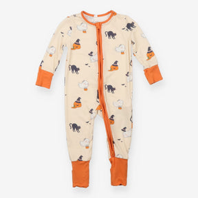 Halloween Zipped Sleepsuit Cream and Orange