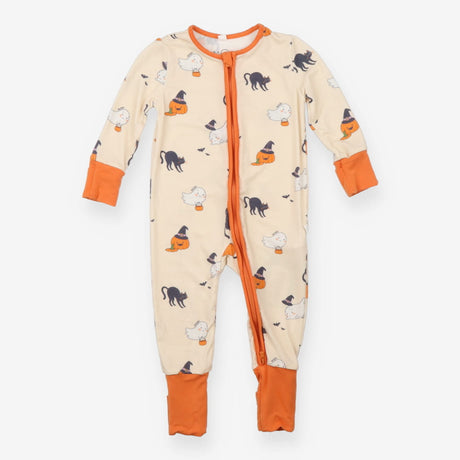 Halloween Zipped Sleepsuit Cream and Orange