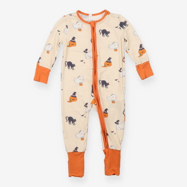 Halloween Zipped Sleepsuit Cream and Orange