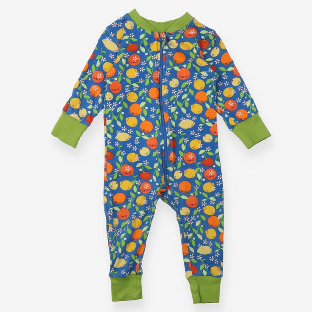 Sleepsuit blue and green oranges and lemons