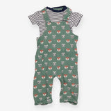 Outfit Jersey green dungarees fox badger stripe SS