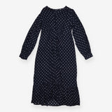 Maxi Dress Navy Printed Button Front Long Sleeve