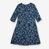 Teal Floral Botanical Midi Dress 3/4 S
