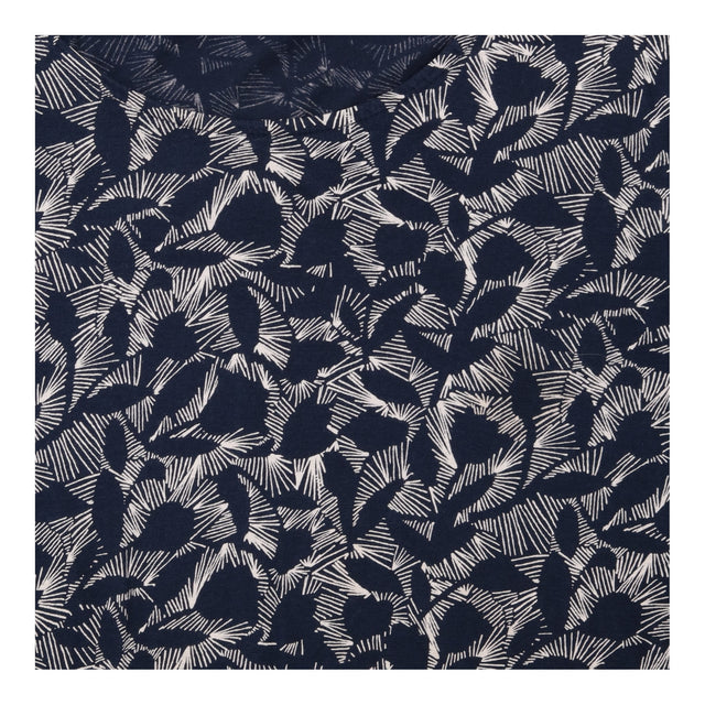 Tunic Top Navy Leaf Print Cotton Modal