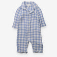Collared Blue and White Check Woven Romper