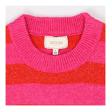 Joules Holly Pink & Red Stripe Knitted Crew Neck V