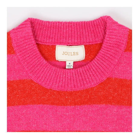 Joules Holly Pink & Red Stripe Knitted Crew Neck V