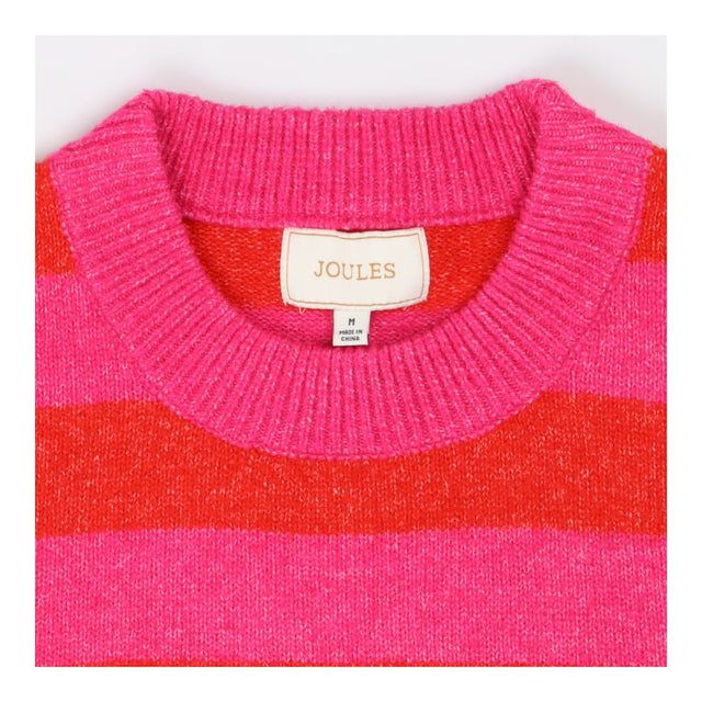 Joules Holly Pink & Red Stripe Knitted Crew Neck V
