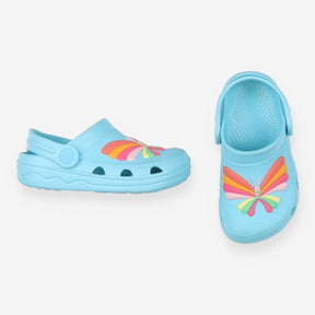 Shoes clogs blue with butterflies