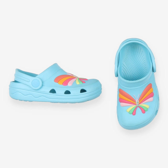 Shoes clogs blue with butterflies