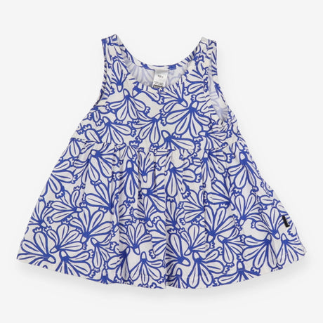 Dress Sleeveless White Blue Floral