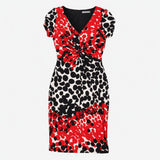 Dress Spot Polka Dot Twist Front Short Sleeve Red 