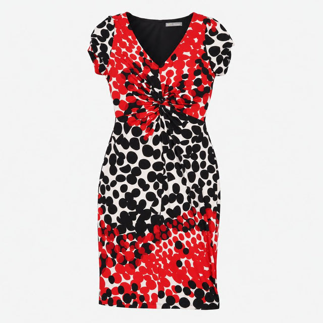 Dress Spot Polka Dot Twist Front Short Sleeve Red 