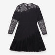 Dress Black Lace Long Sleeve Asymmetric Pleated