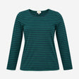 Forest Green Navy Striped Cotton Stretch Long Slee
