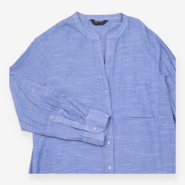 Blue Chambray Long Sleeve Tunic Shirt