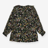 Blouse black with yellow florals