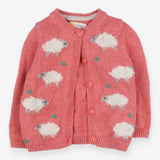 Pink knit cardigan with sheep